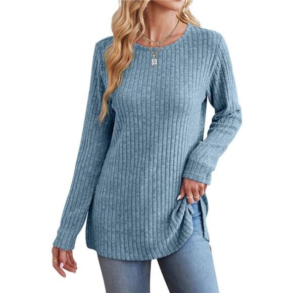 Women's Sweaters – Long Sleeve Tunic Tops, Perfect for Wearing with Leggings - Picture 3 of 7